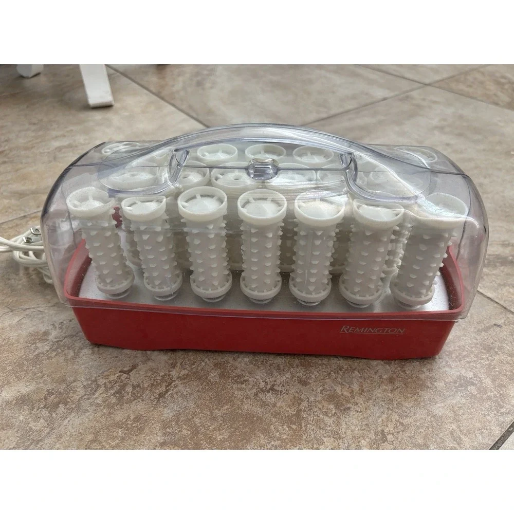 Remington Electric Hot Rollers Set w/ Plastic Carry Case, Red Base White Rollers